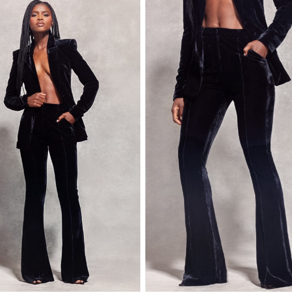 BLACK VELVET FITTED BLAZER AND PANT (PrettyLittleThing) worn once. M size 6-8